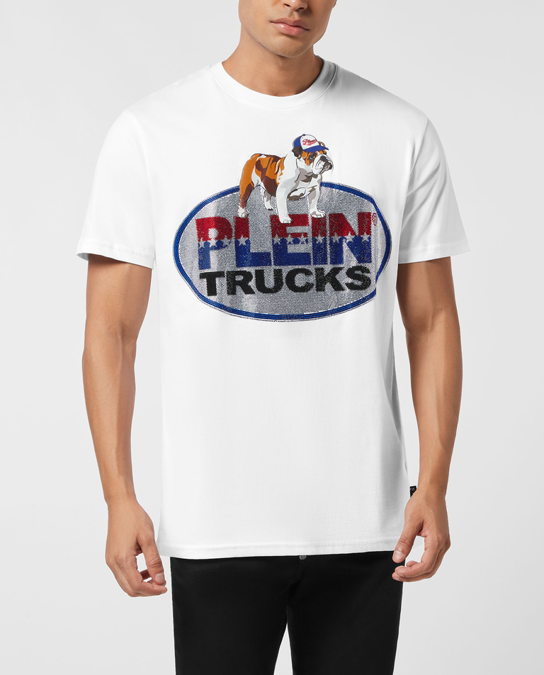 Biały t-shirt z bawełny Bulldog