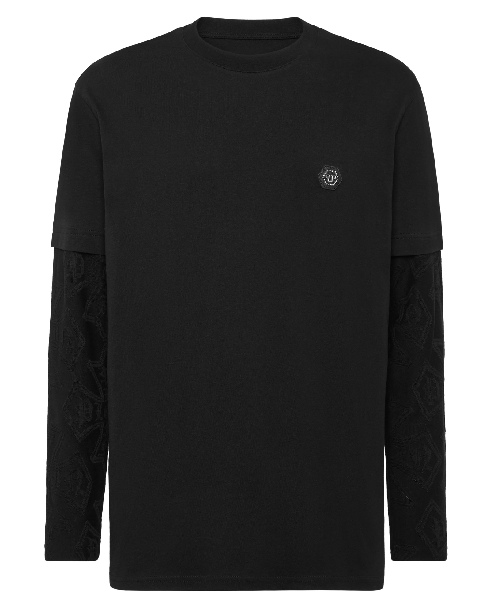 Czarna koszulka z podwójnym rękawem - Image #4