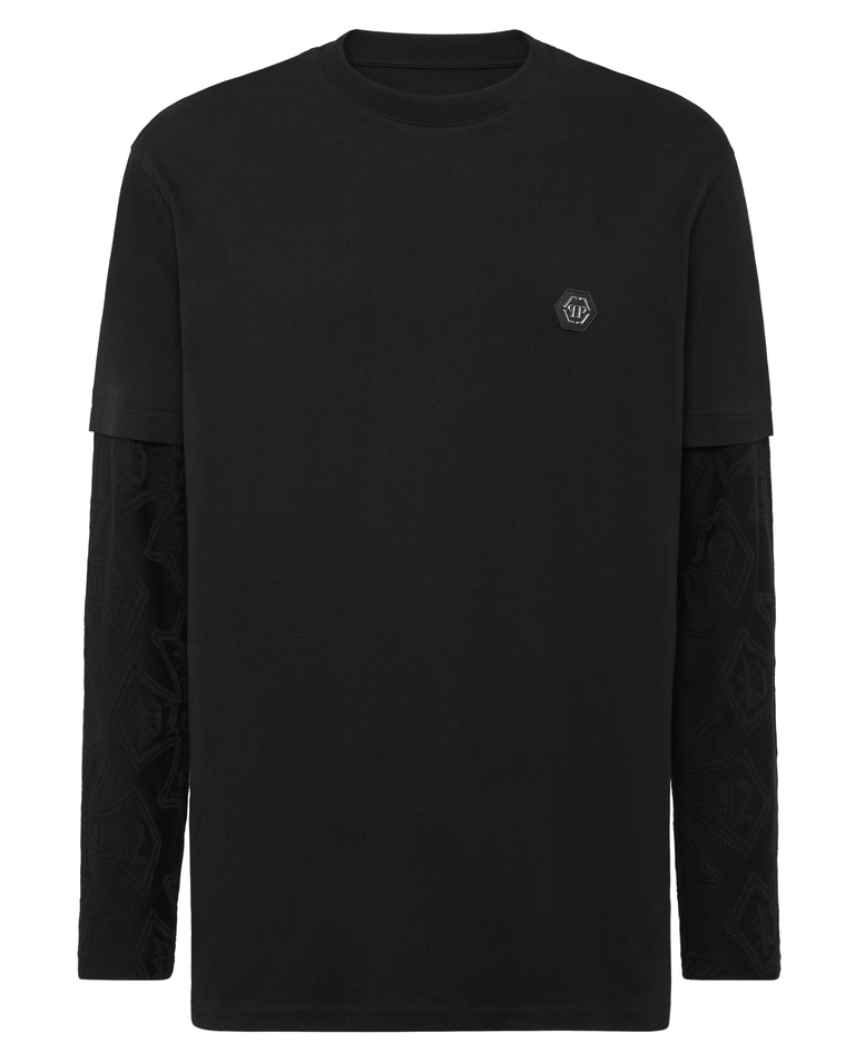 Czarna koszulka z podwójnym rękawem - Image #4