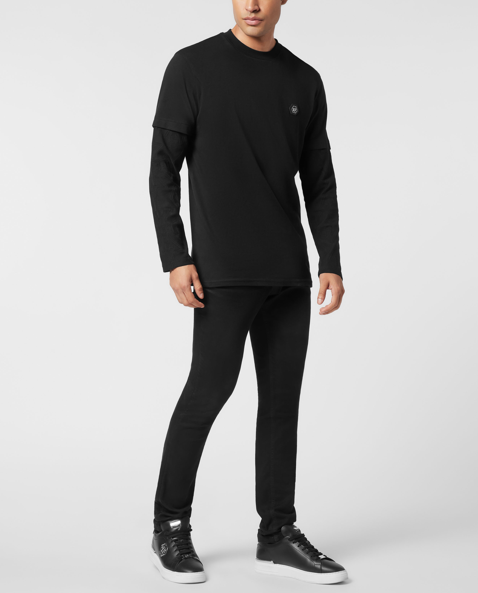 Czarna koszulka z podwójnym rękawem - Image #2