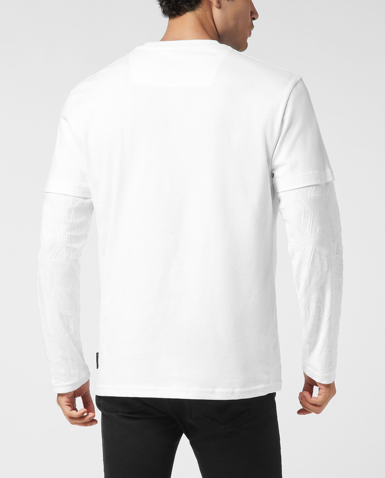 Biała koszulka z podwójnym rękawem