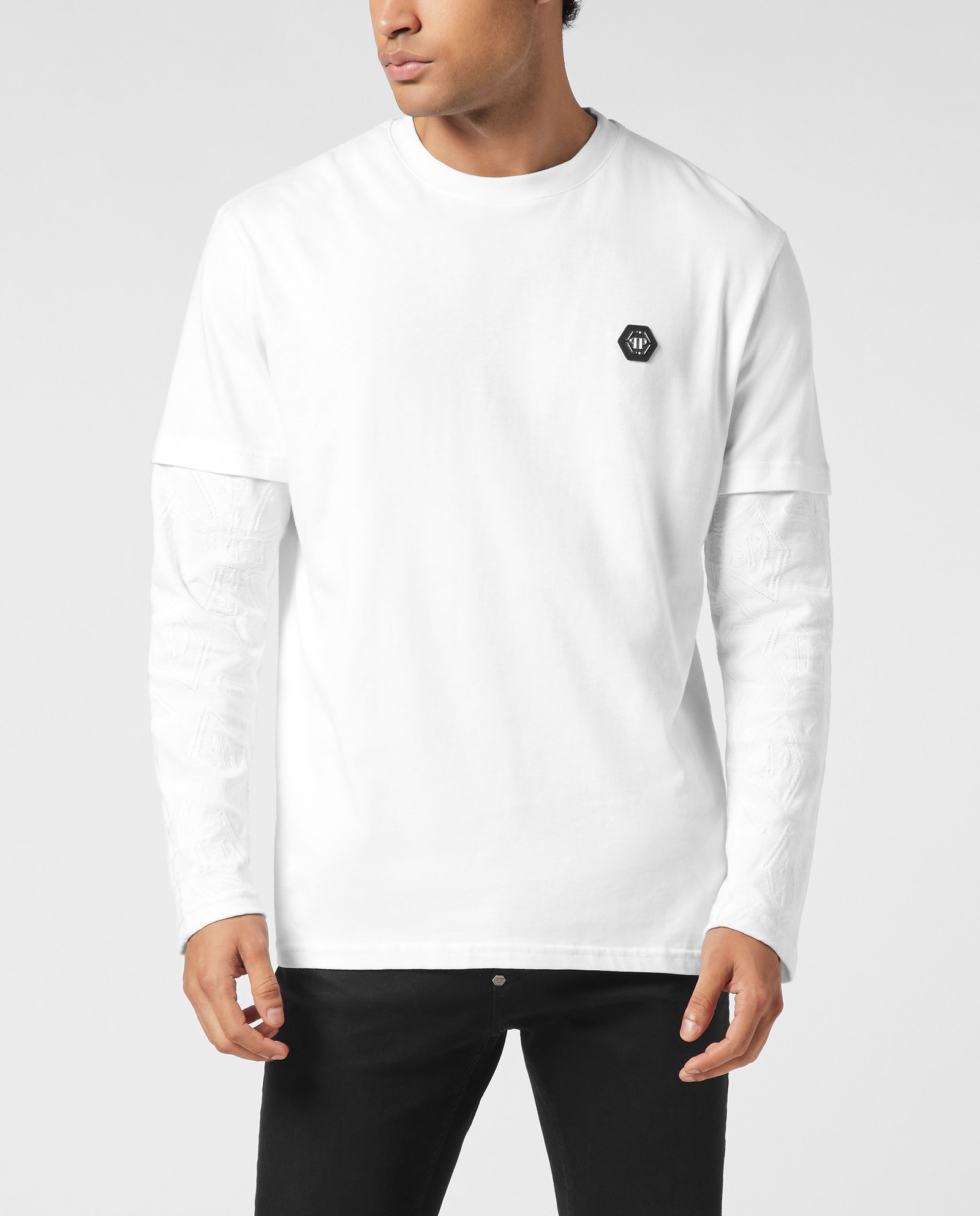 Biała koszulka z podwójnym rękawem - Image #0