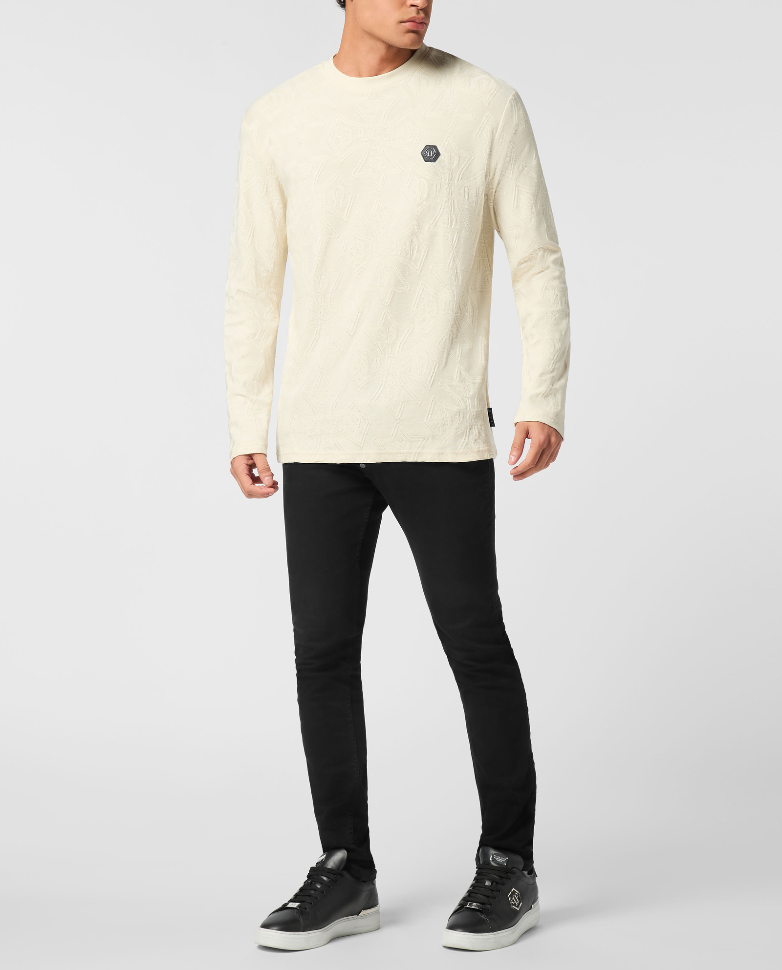 Beżowy żakardowy longsleeve - Image #2