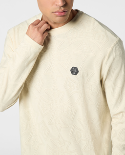 Beżowy żakardowy longsleeve - Image #4