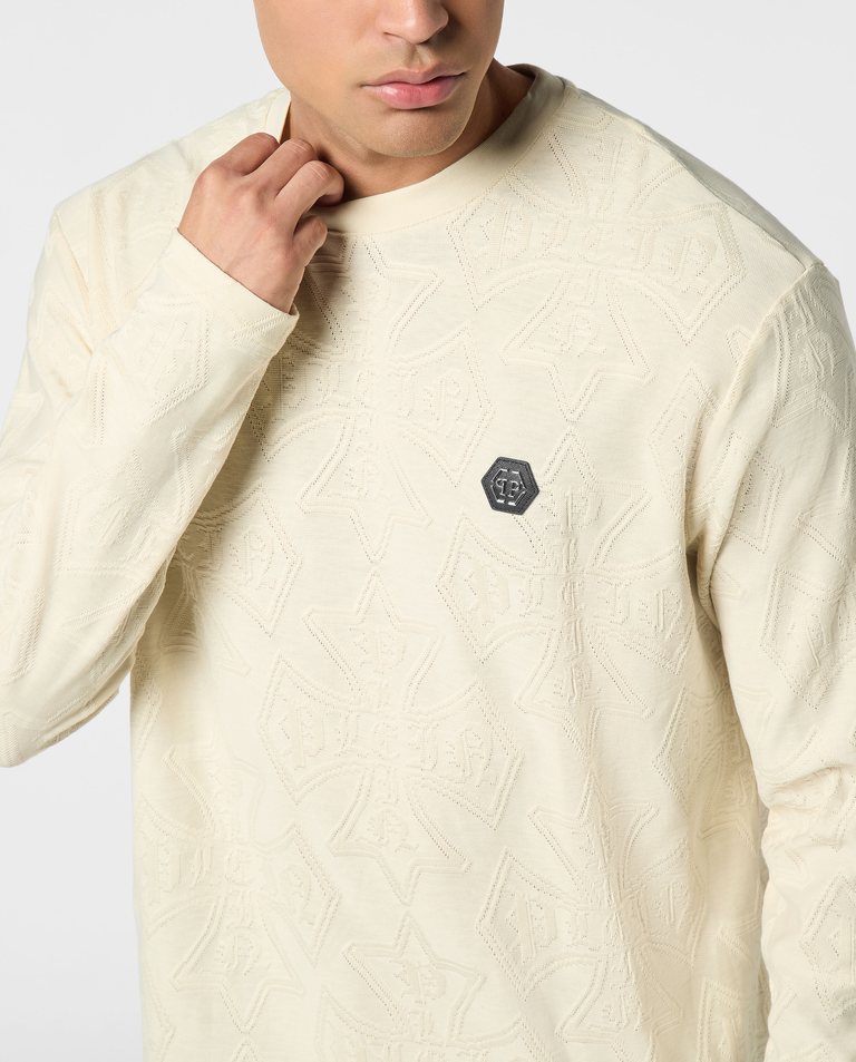 Beżowy żakardowy longsleeve - Image #4