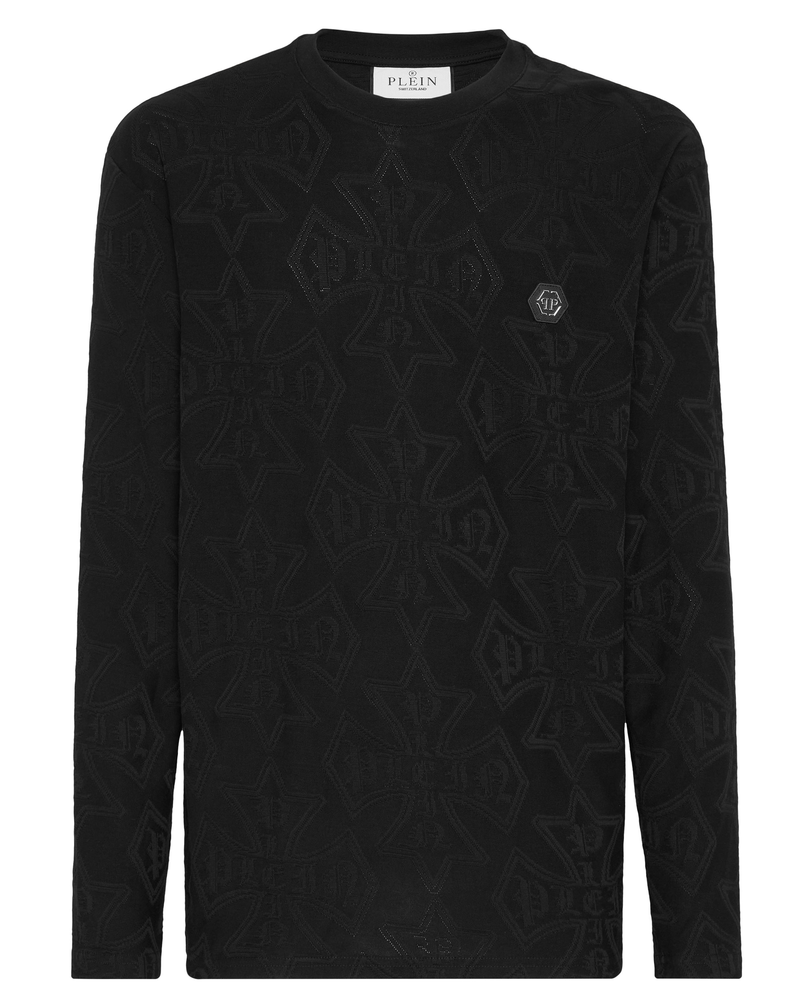 Czarny żakardowy longsleeve - Image #1