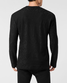 Czarny żakardowy longsleeve - Image #3