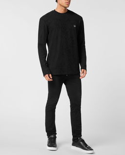 Czarny żakardowy longsleeve - Image #2