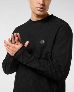 Czarny żakardowy longsleeve - Image #4