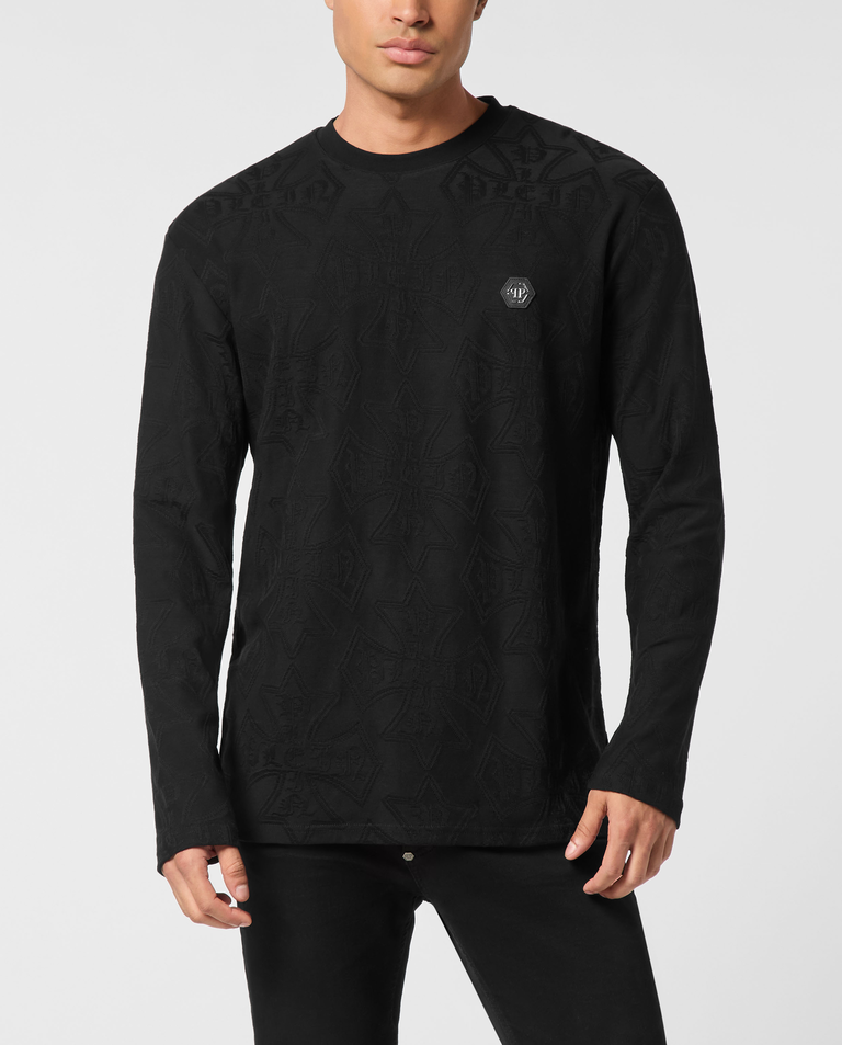Czarny żakardowy longsleeve - Image #0