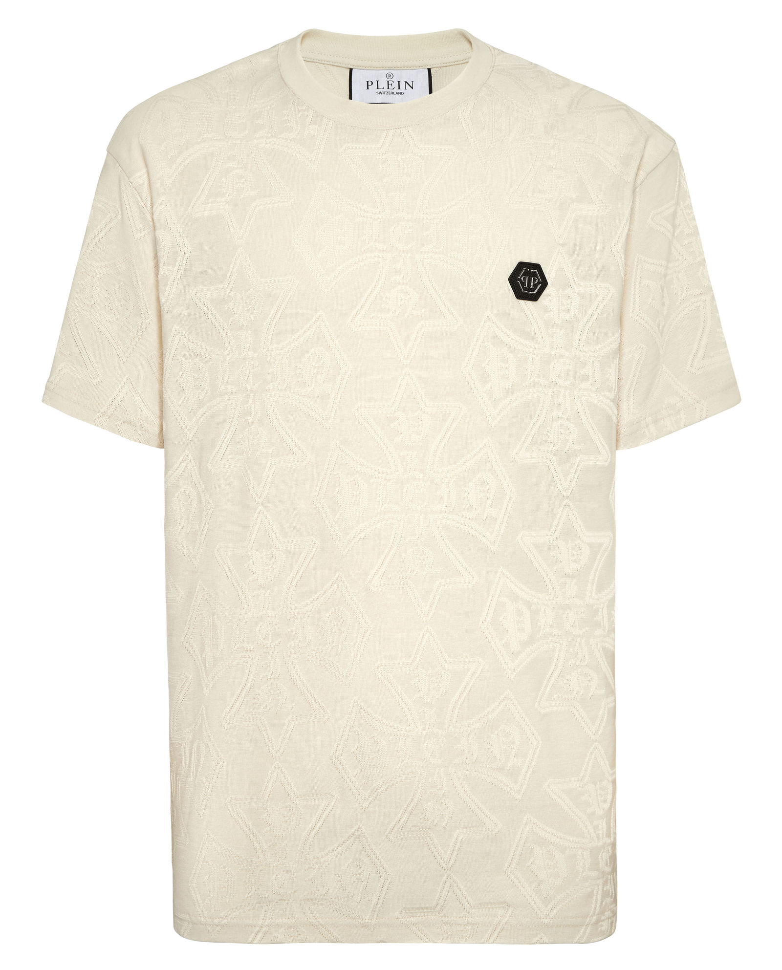 Beżowy t-shirt z logo - Image #4