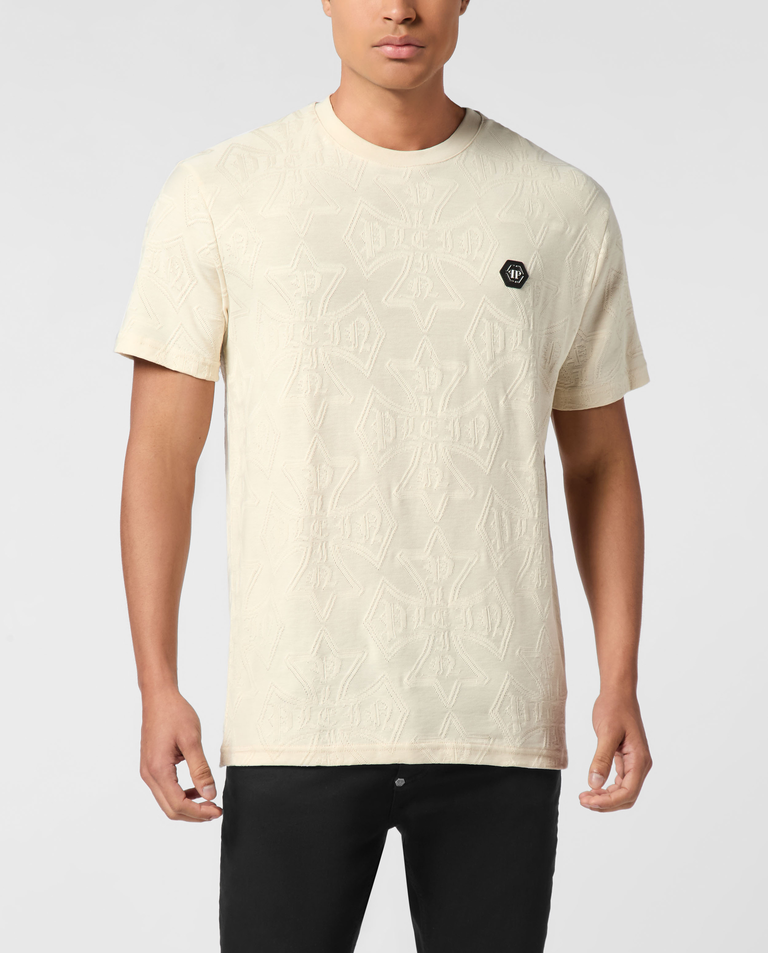 Beżowy t-shirt z logo