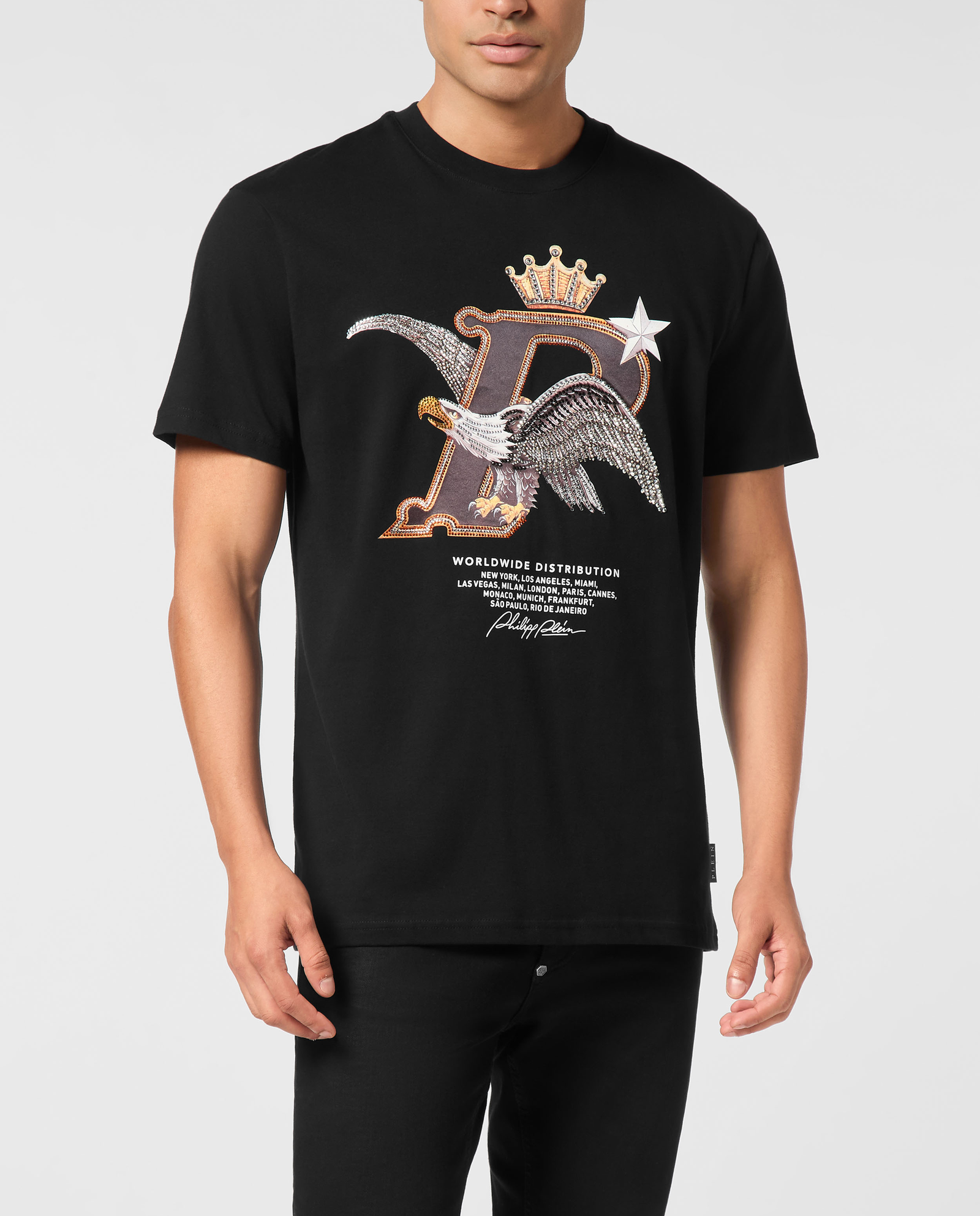 Czarny t-shirt z nadrukiem Eagle - Image #0