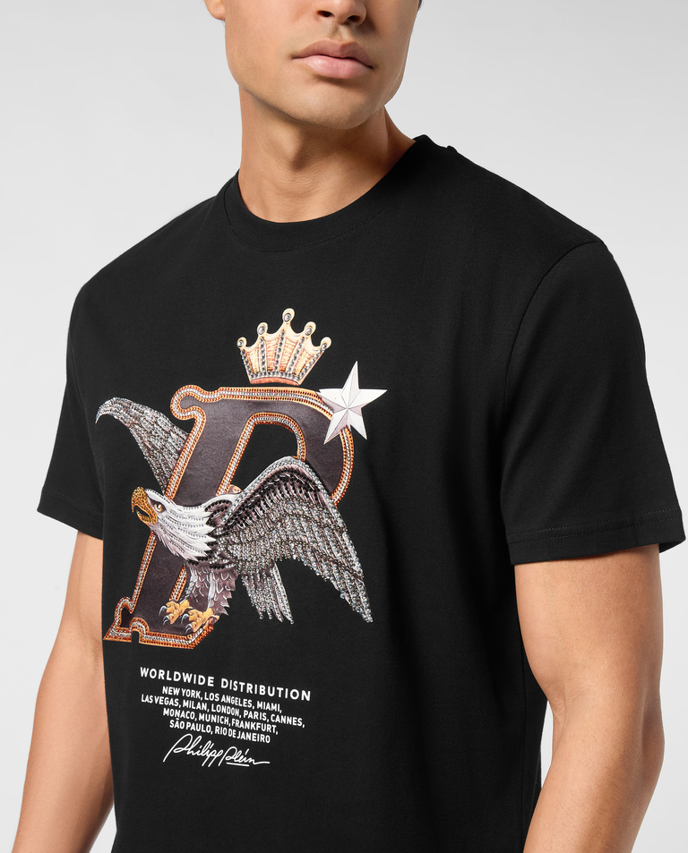 Czarny t-shirt z nadrukiem Eagle - Image #3