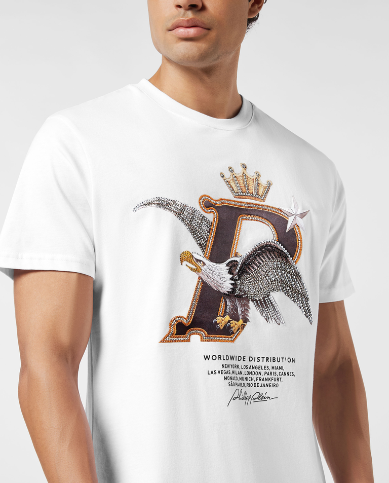 Biały t-shirt z nadrukiem Eagle - Image #3