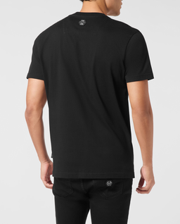 Czarny t-shirt z nadrukiem Neon Gothic Banner - Image #2
