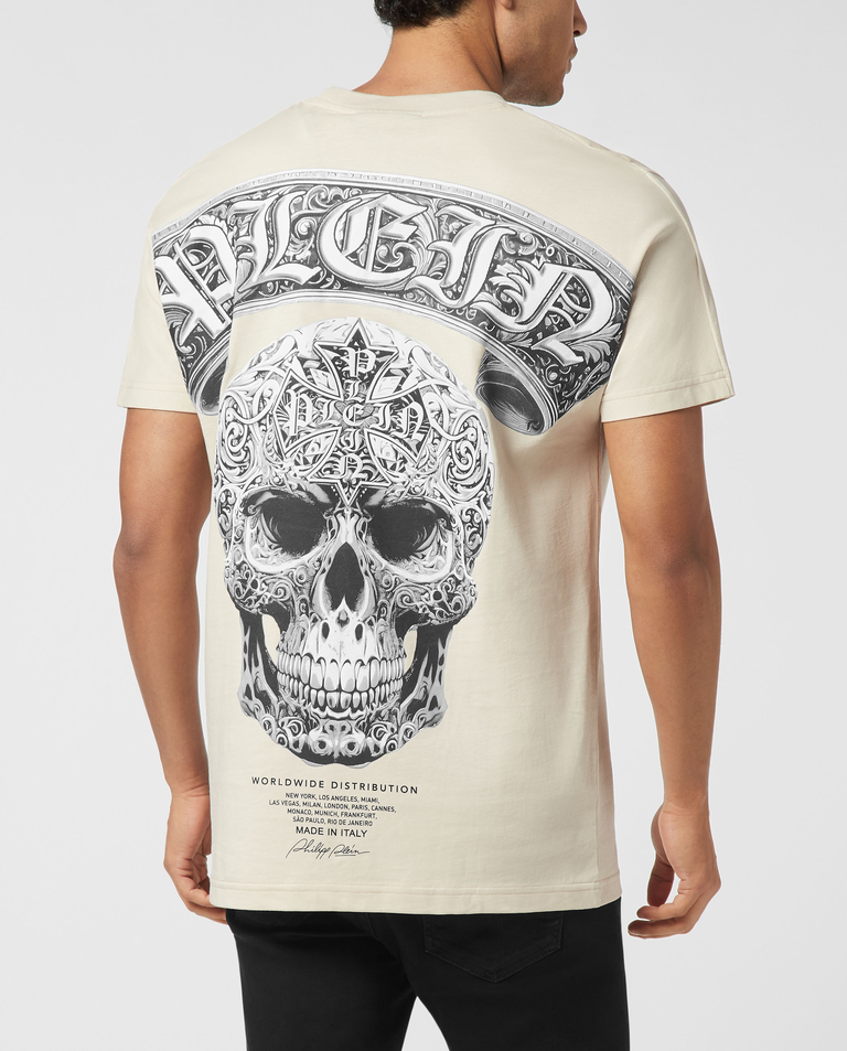 Kremowy t-shirt Baroque Skull