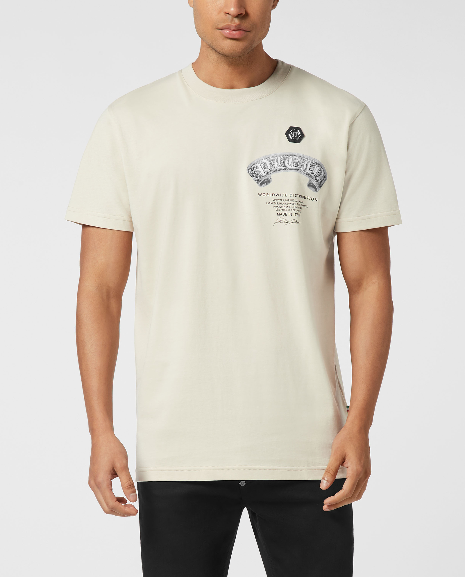 Kremowy t-shirt Baroque Skull - Image #0