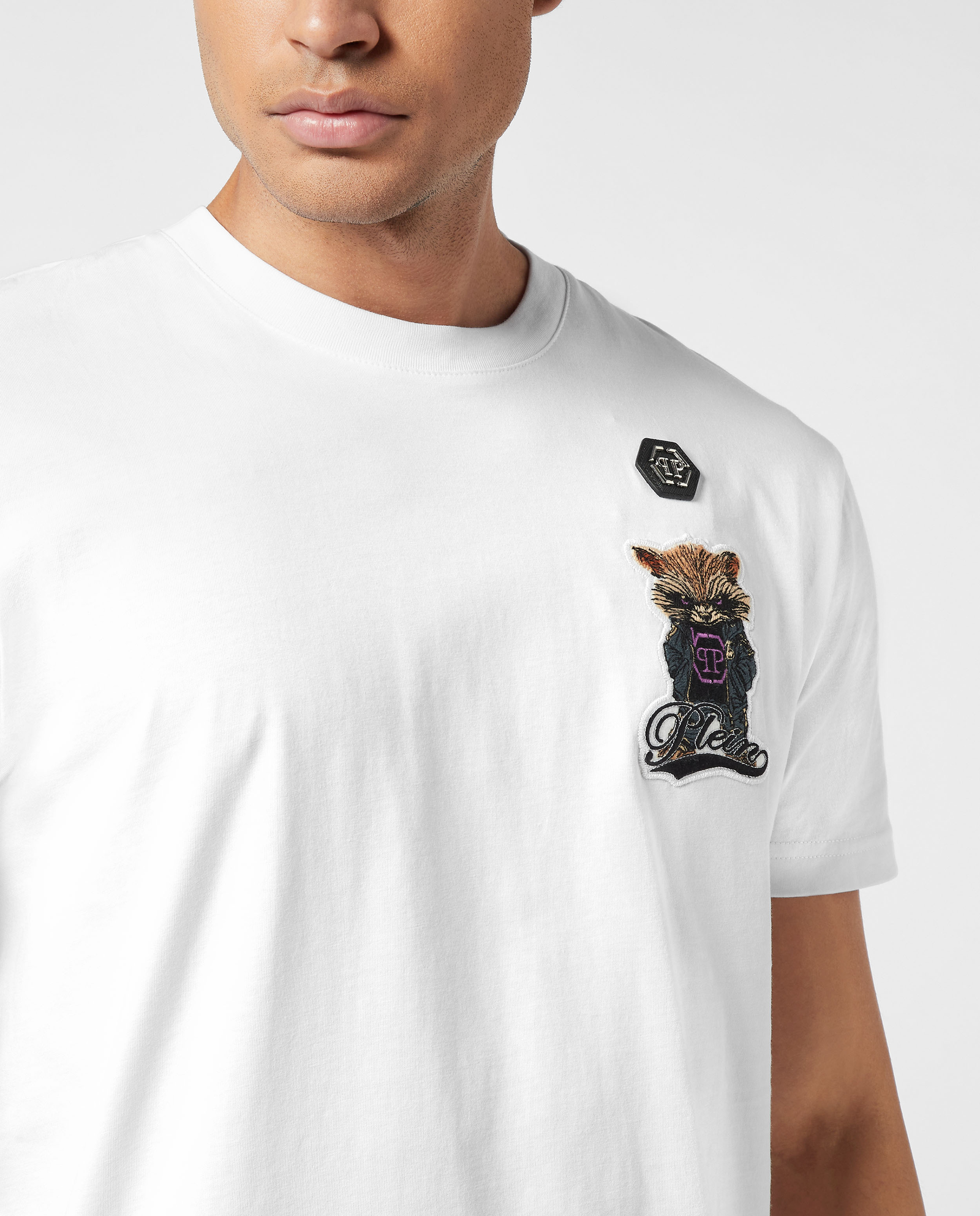 Biały t-shirt Raccoon Signature - Image #2