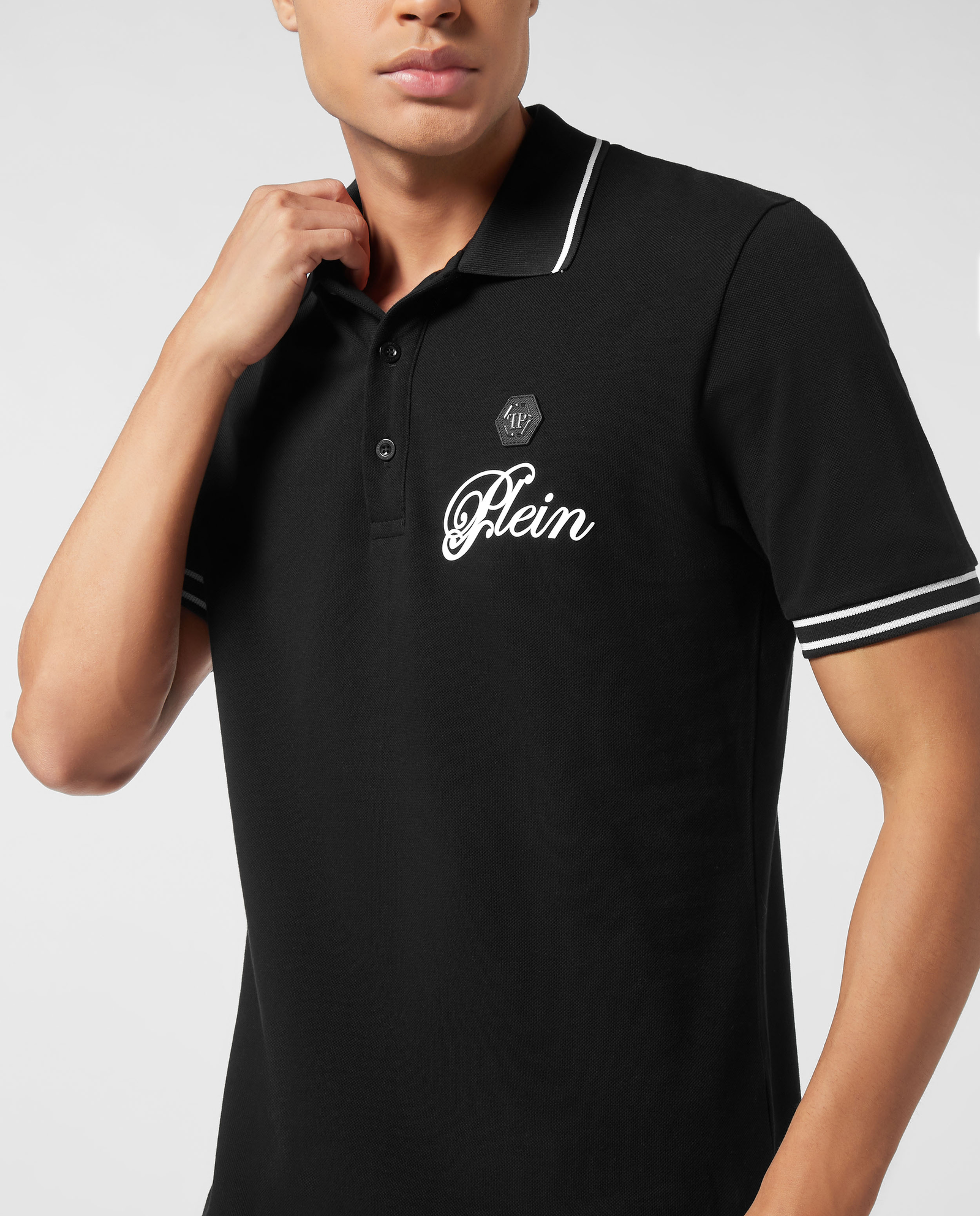 Czarna koszulka polo z bawełny - Image #4