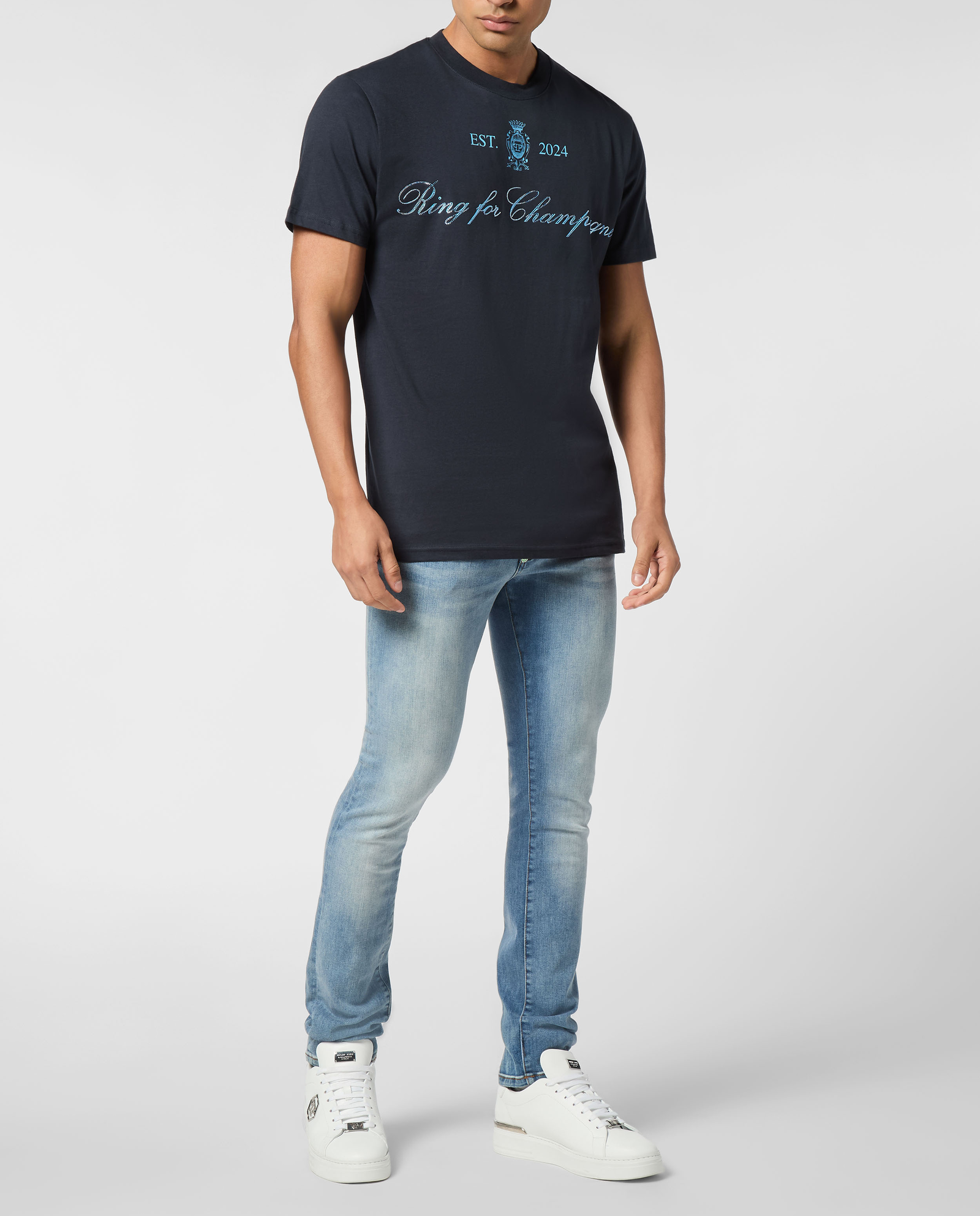 Granatowy t-shirt z napisem - Image #1