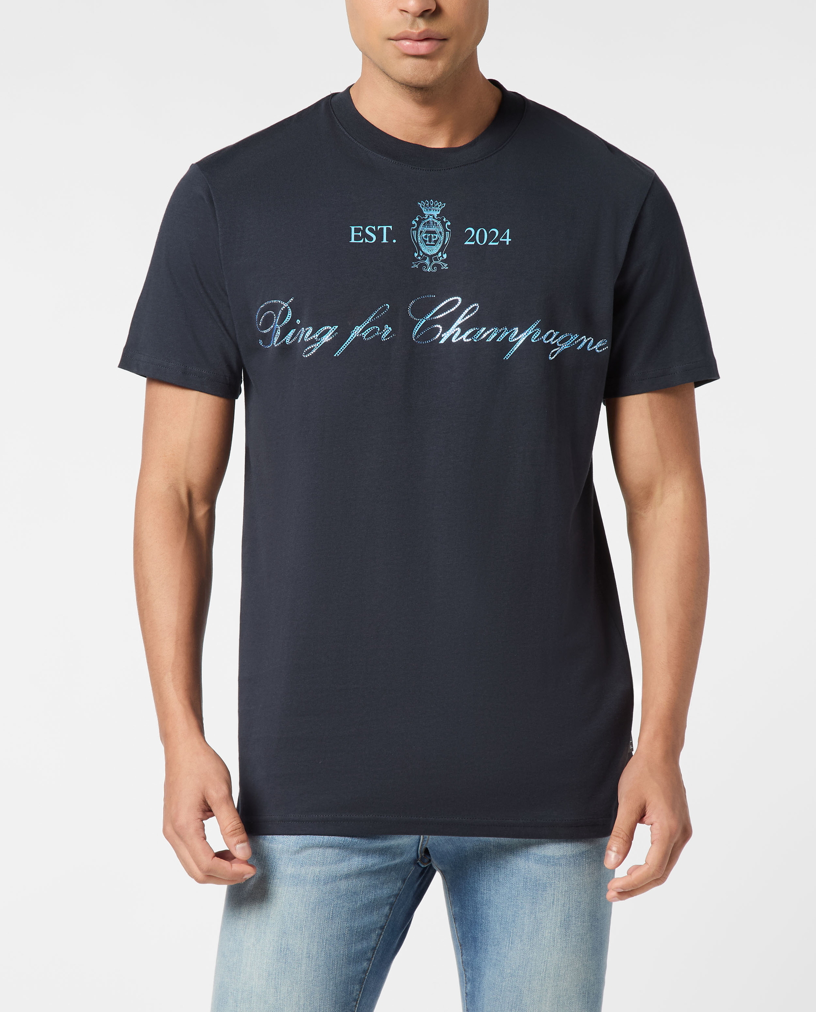 Granatowy t-shirt z napisem - Image #0