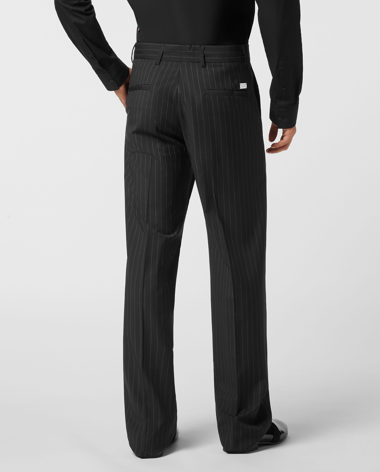 Szare spodnie w prążki Loose Fit - Image #3