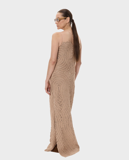 Beżowa ręcznie robiona sukienka - Image #1