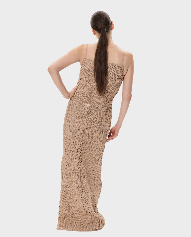 Beżowa ręcznie robiona sukienka - Image #2