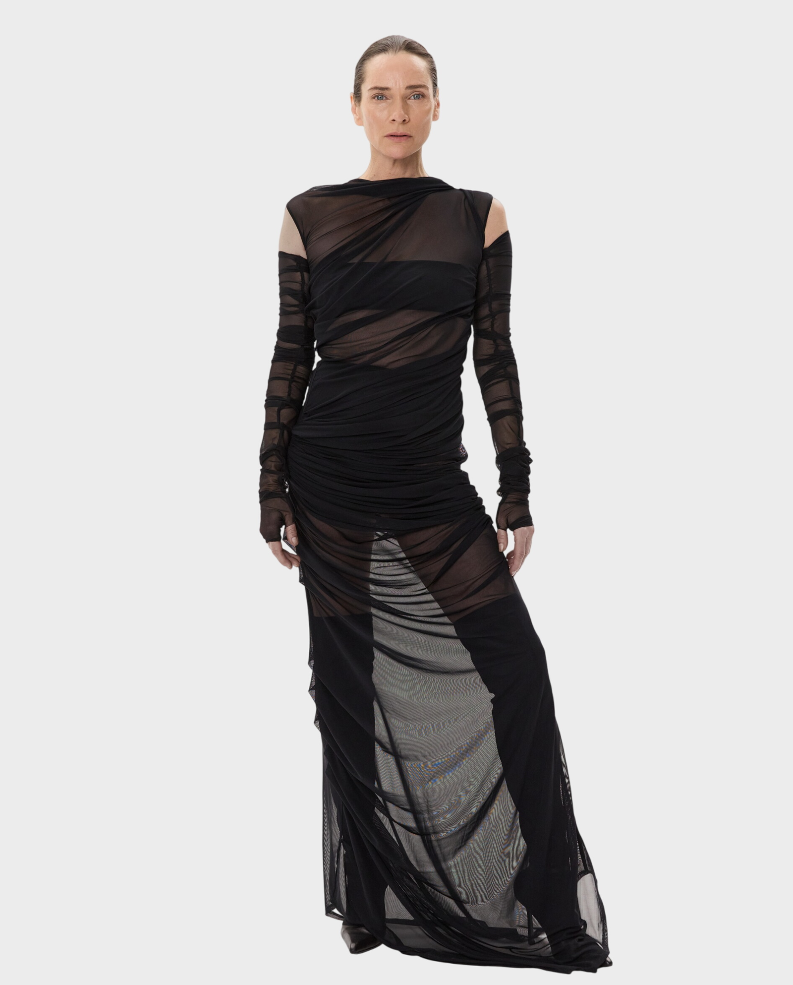 Drapowana sukienka maxi bez rękawów - Image #0