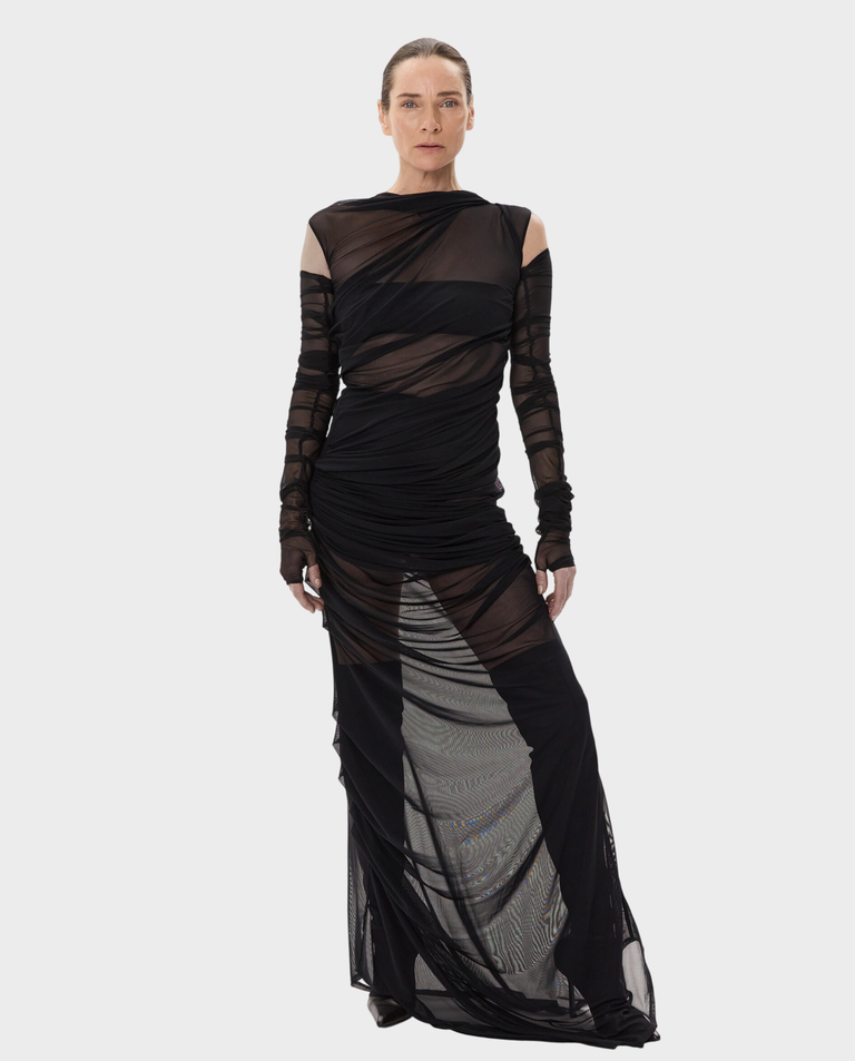 Drapowana sukienka maxi bez rękawów