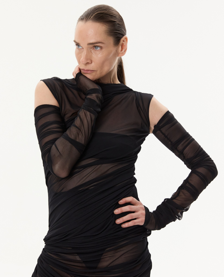 Drapowana sukienka maxi bez rękawów - Image #2