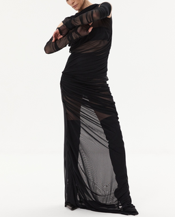 Drapowana sukienka maxi bez rękawów - Image #3