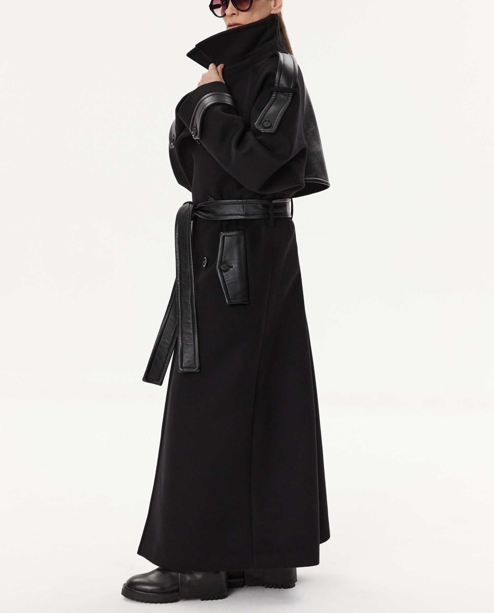 Kaszmirowy trencz ze skórą - Image #2