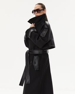 Kaszmirowy trencz ze skórą - Image #3