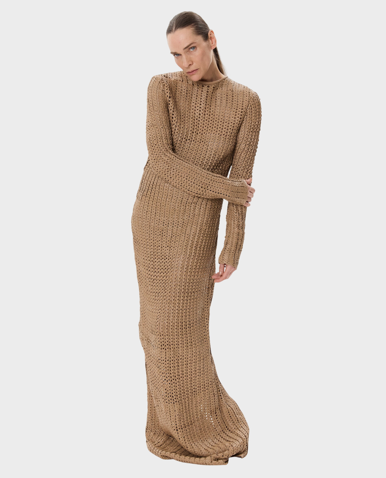 Pleciona skórzana sukienka maxi