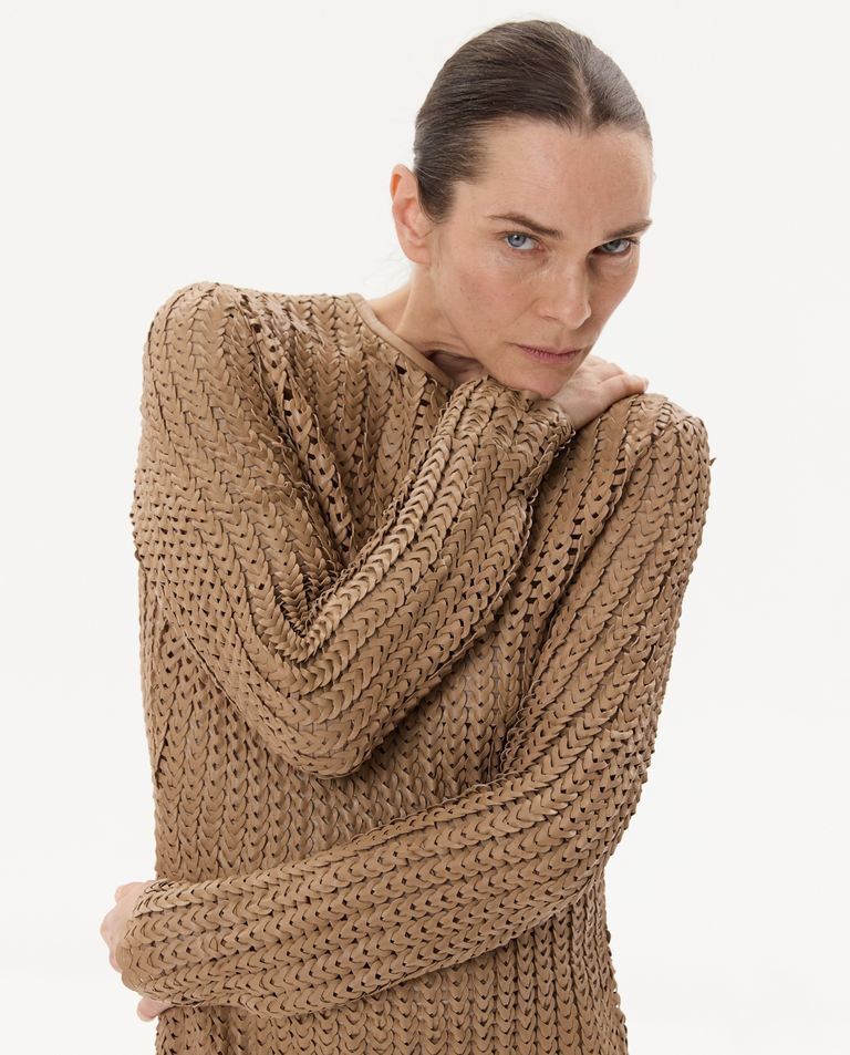 Pleciona skórzana sukienka maxi - Image #5