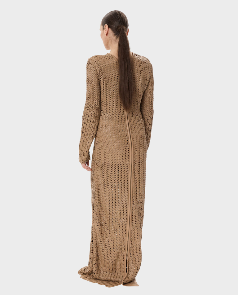 Pleciona skórzana sukienka maxi