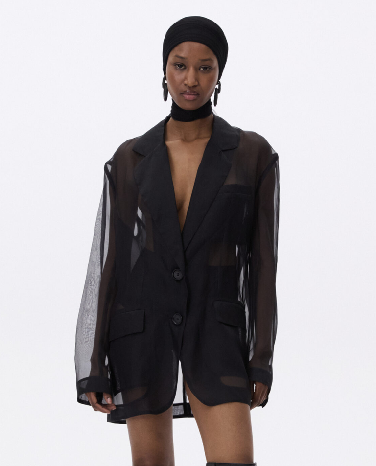 Przezroczysta marynarka z organzy