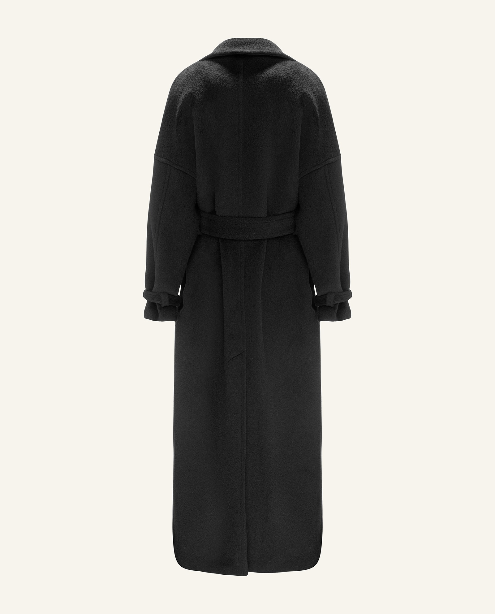 Długi czarny płaszcz z alpaki - Image #8