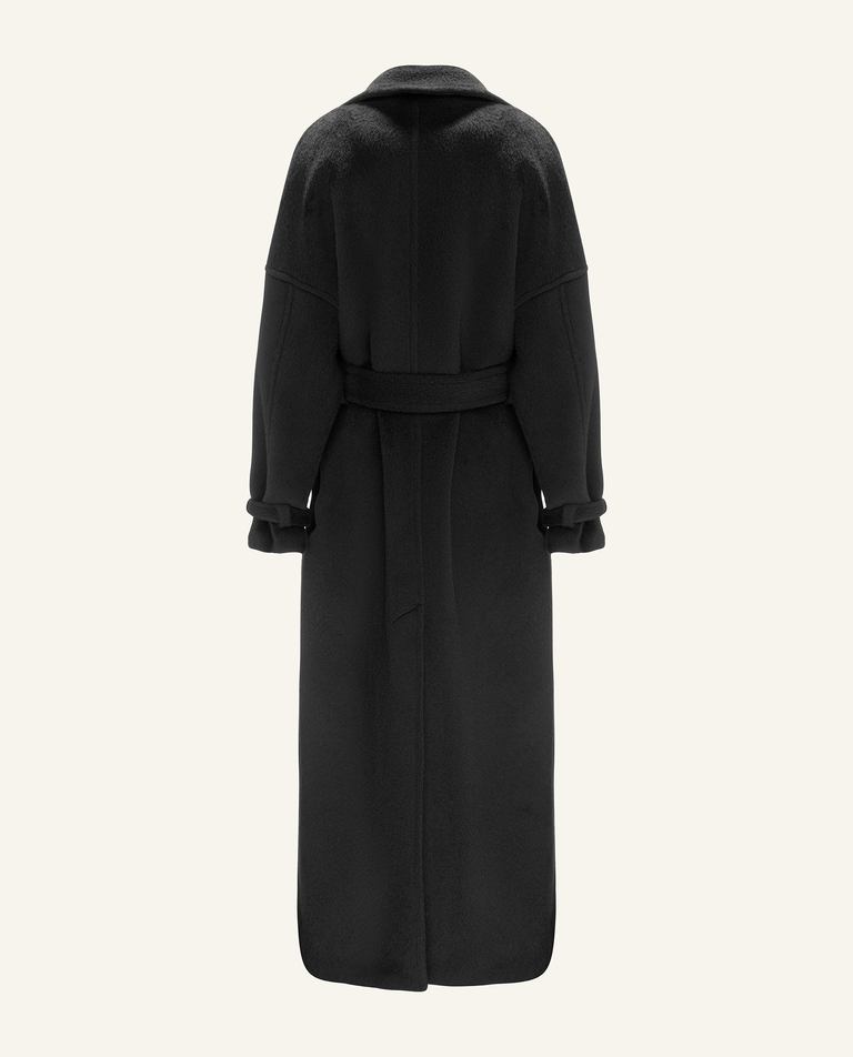 Długi czarny płaszcz z alpaki - Image #8