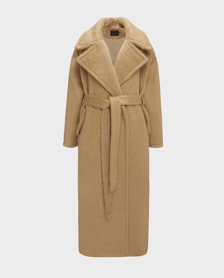 Długi beżowy płaszcz z alpaki - Image #4