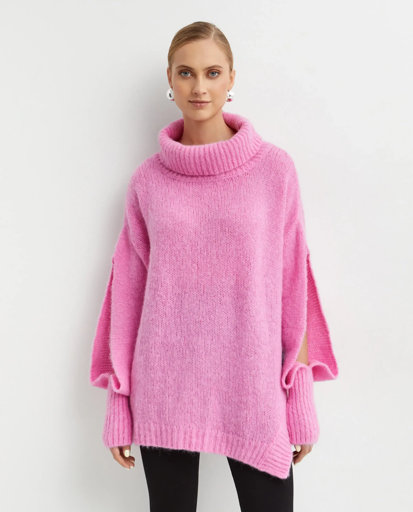 Różowy sweter z wełny alpaki Bite - Image #0