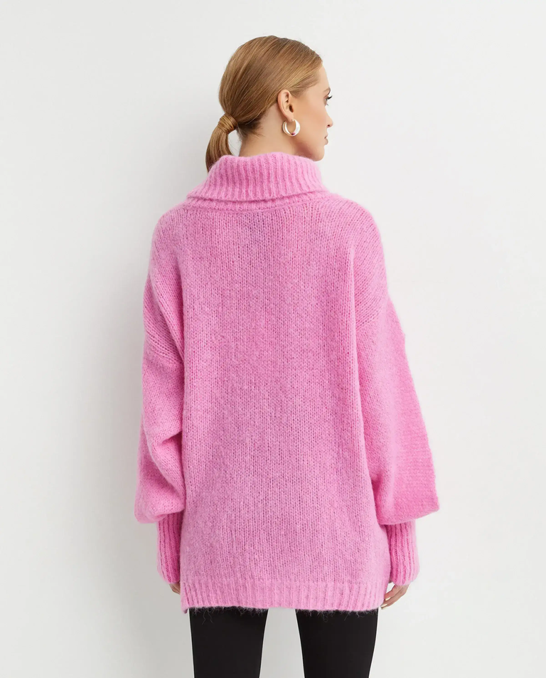 Różowy sweter z wełny alpaki Bite - Image #2