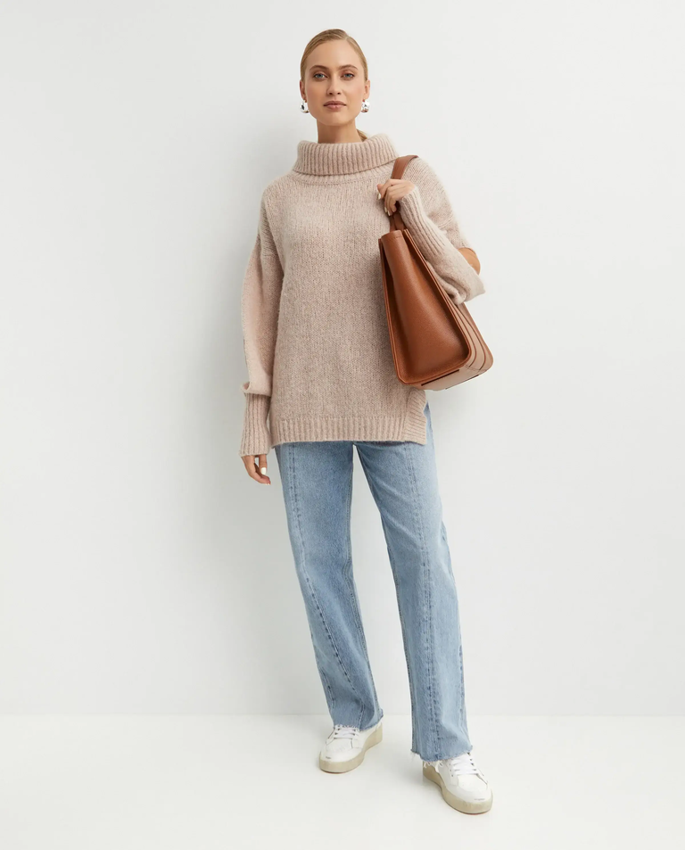 Beżowy sweter z wełny alpaki Bite - Image #1
