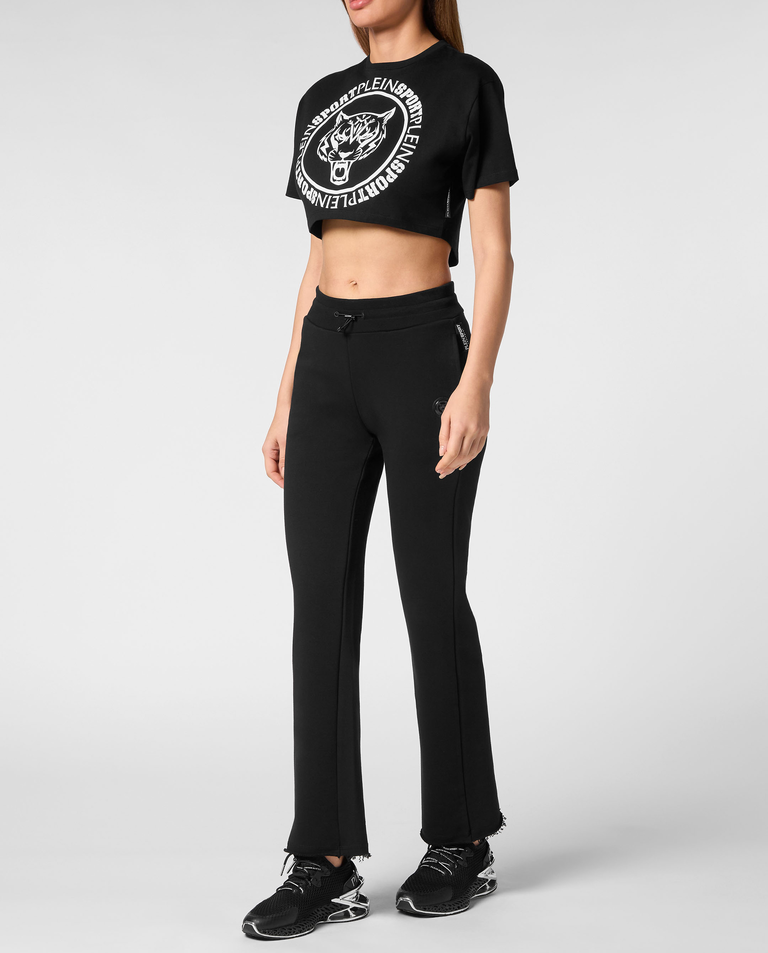 Czarny crop top z nadrukiem - Image #3