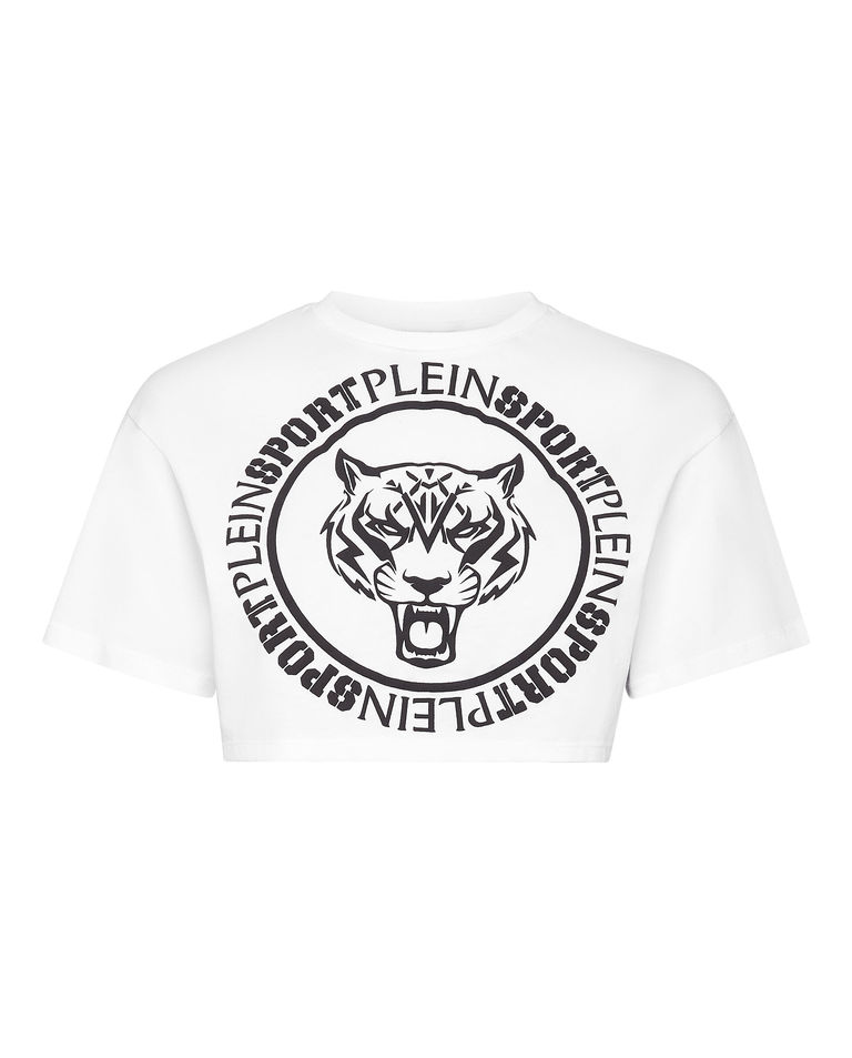 Biały crop top z nadrukiem - Image #1