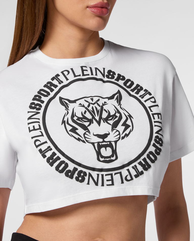 Biały crop top z nadrukiem - Image #2