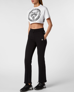 Biały crop top z nadrukiem - Image #3