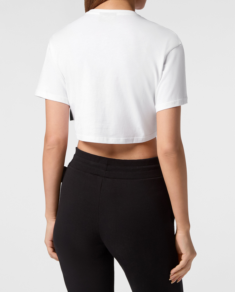 Biały crop top z nadrukiem - Image #4